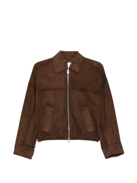 BULLY perforated zip leather jacket Brown BE267957PERFBLS