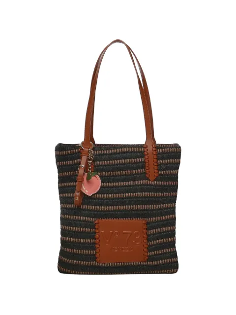 V°73 striped top handle shoulder bag Black 73BS9M802CASSIENEROCUOIO