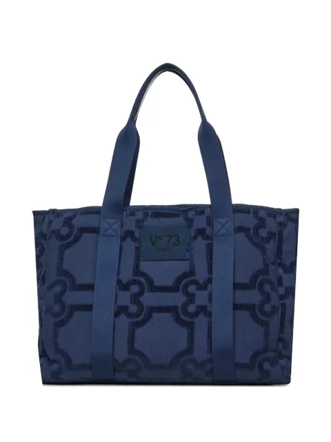 V°73 geometric pattern tote bag Blue 73BS8W203AMYDENIM