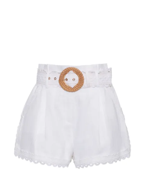 Cara Cara Pierce lace-trim belted shorts White 2094LACE