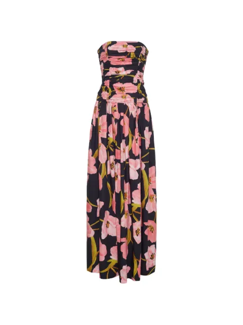 Cara Cara Montreal floral-print strapless dress Black 1412MBBL