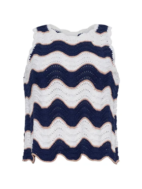 Cara Cara Casey stripe crochet top White 9284WASC