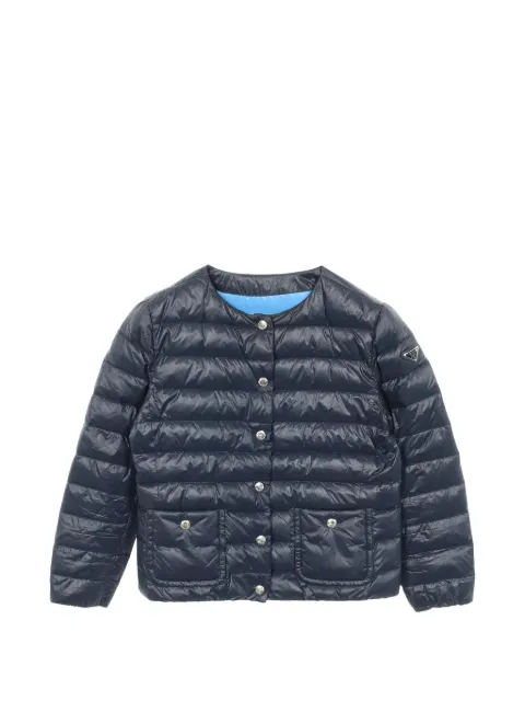 Prada Pre-Owned 2000s logo-plaque padded jacket Blue 1047396