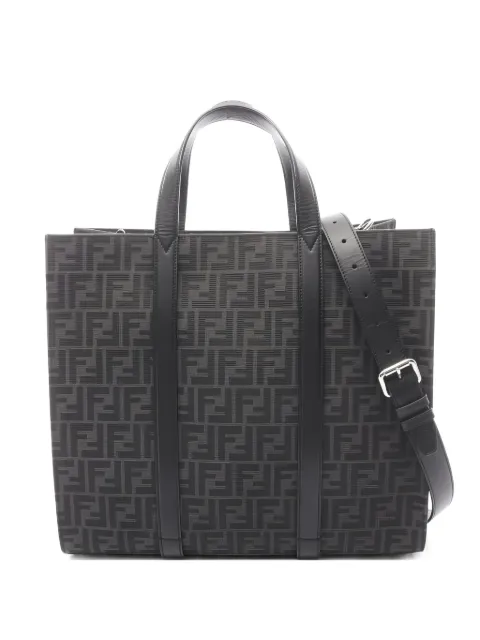 Fendi Pre-Owned 2010s FF Jacquard leather handbag Black 1049290
