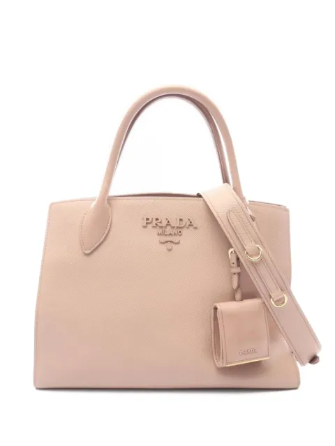 Prada Pre-Owned 2000s Saffiano Monochrome leather tote bag Neutrals 1049413