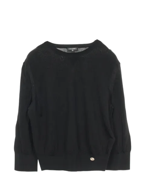 CHANEL Pre-Owned 1986-1988 crew-neck sweater Black 1047422