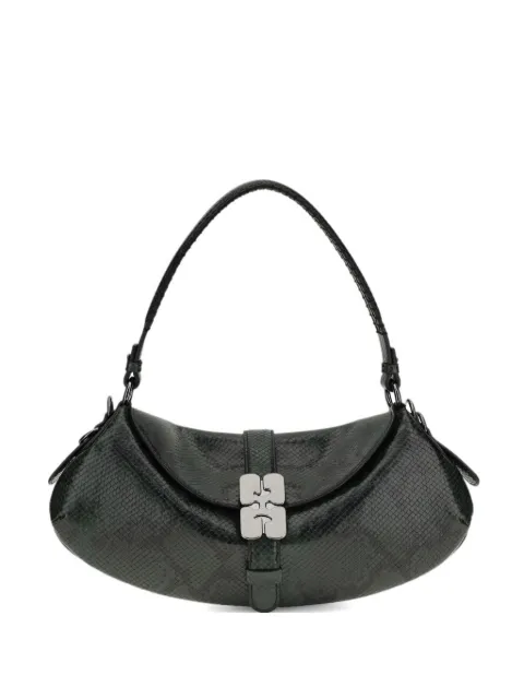 GANNI B-Kat snake-effect buckle shoulder bag Green B2060039