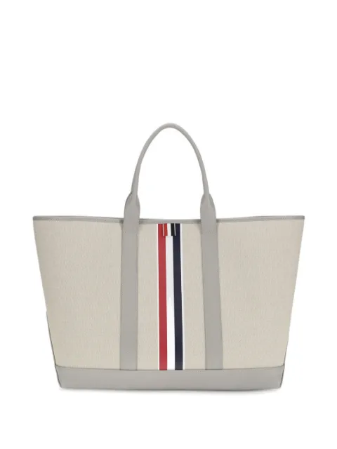 Thom Browne stripe leather handles tote Neutrals UAG261AF0492
