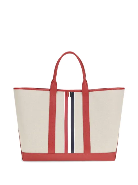 Thom Browne rwb stripe medium tool tote in salt and pepper cotton canvas Neutrals UAG261AF0492