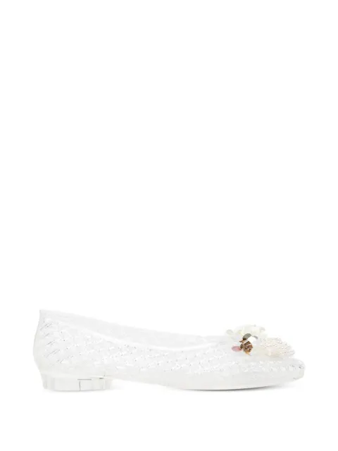 HEAVENLY JELLY floral appliqué ballet flats White HJ26PSALST02CL01CLEAR