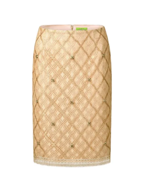Shanghai Tang embellished checked skirt Neutrals Z2WRS114GP