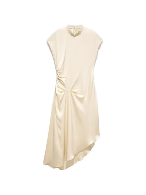Shanghai Tang gathered asymmetric dress Neutrals Z2WRD239CC