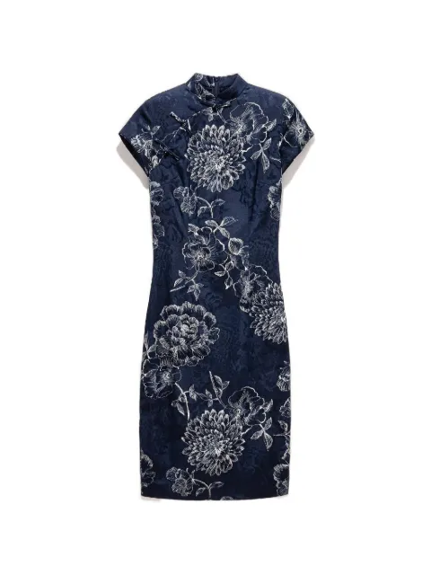 Shanghai Tang floral qipao dress Blue Z2WRD062CW