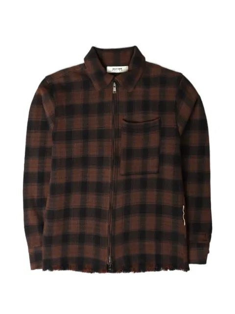 ABOUTBLANK plaid zipped shirt Brown AB2026060