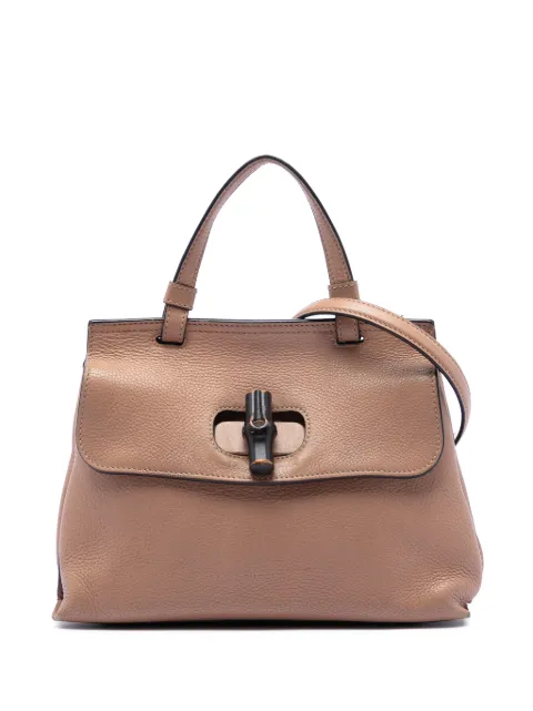 Gucci Pre-Owned 2016-2026 Small Leather Bamboo Daily satchel Brown VZTPB605HO7Z97MZ