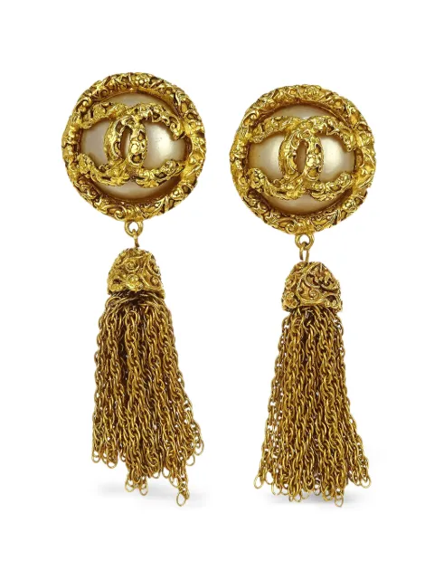 CHANEL Pre-Owned 1993 fringe dangle earrings Gold 144966