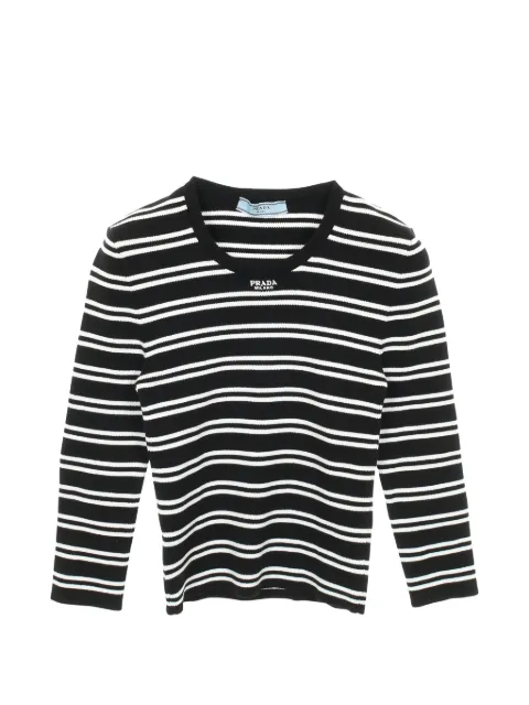Prada Pre-Owned 2010s logo embroidery top Black 1046299