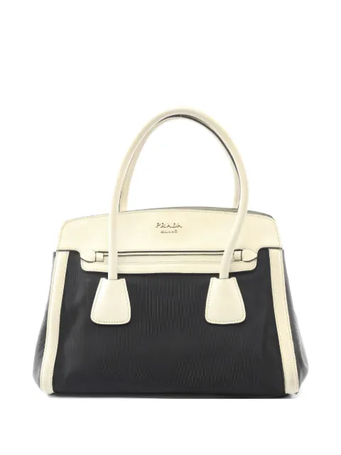 Prada Pre-Owned 2010s canvas Saffiano leather handbag Black 1048934