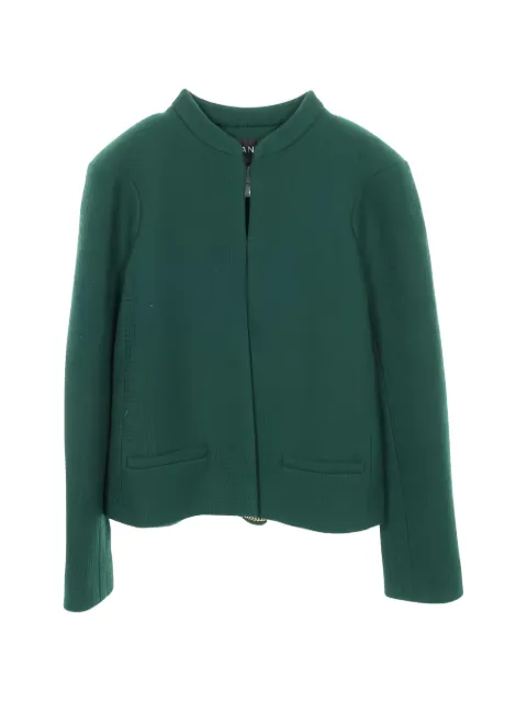 CHANEL Pre-Owned 1986-1988 Cocomark button tweed jacket Green 1047319
