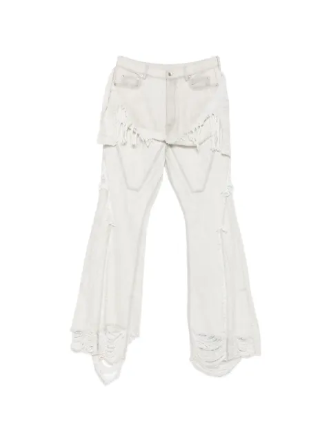 Rick Owens DRKSHDW fringed distressed button-fastening jeans White DU01F4359DMWSH