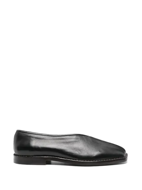 LEMAIRE flat piped slippers in leather Black FO0290LL0023
