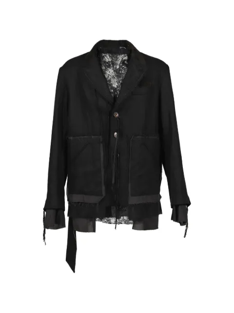 midorikawa lace-detail panelled blazer Black MID26SSJK01