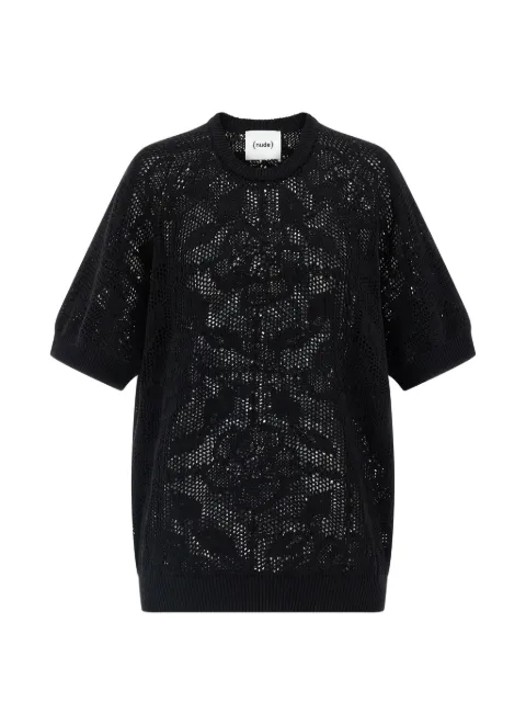 Nude Openwork cotton sweater Black 1101E2632209
