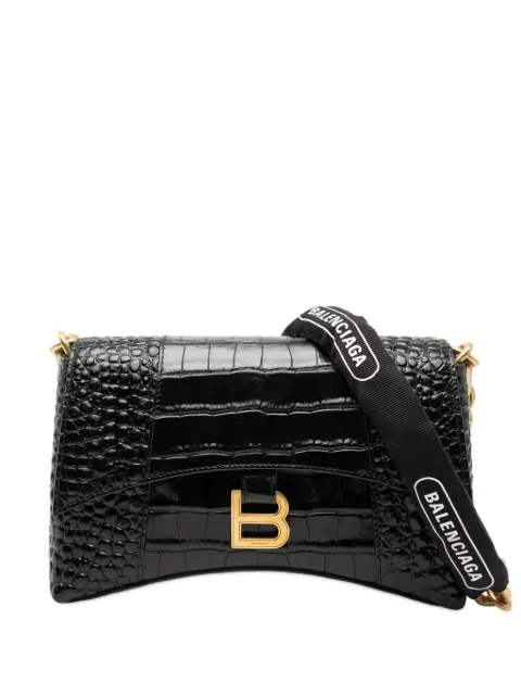 Balenciaga Pre-Owned 2022 Croc Embossed Leather Downtown XS crossbody bag Black 10AFYH1IED5ONUXM