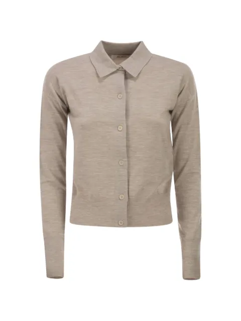 Max Mara shirt collar cropped wool cardigan Neutrals 2611341061600