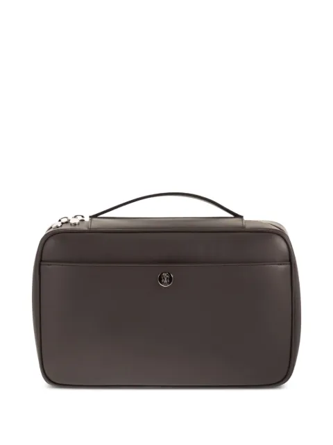 Brunello Cucinelli logo leather wash bag Brown MWZNBU441C8034