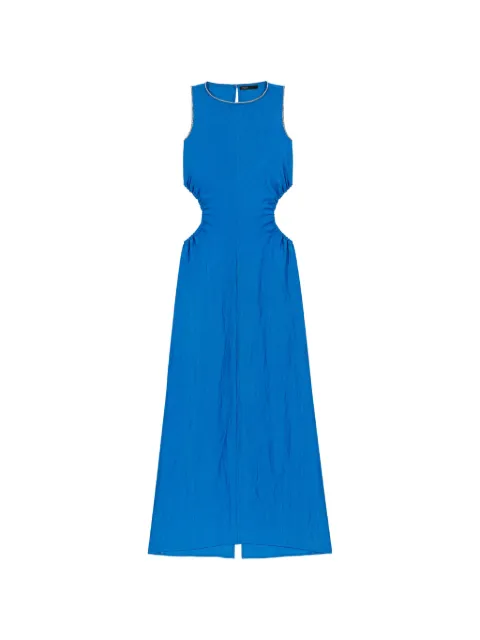 Maje backless linen-blend midi dress Blue MFPRO04807