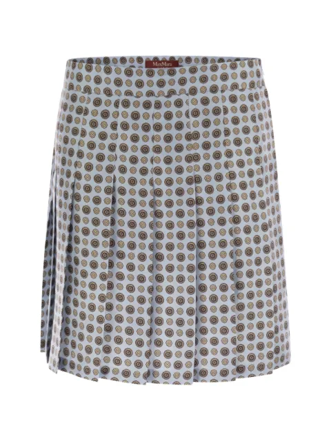 Max Mara pleated patterned Madison silk skirt Blue 2526106021600