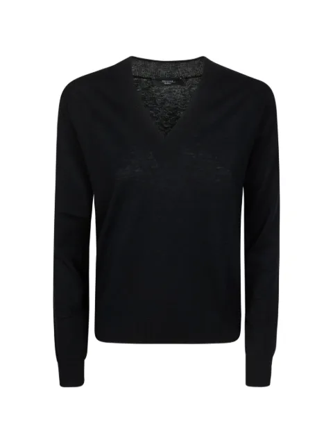 Weekend Max Mara V-neck knit wool sweater Black 2615361031600