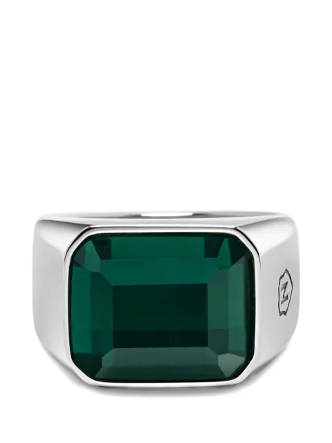 Nialaya Jewelry green zircon signet ring Silver MRING220