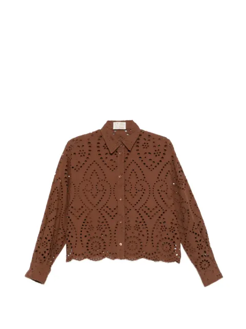 MC2 Saint Barth cut-out embroidered blouse Brown ONE000101005L