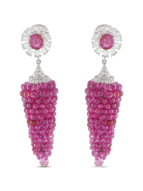 LB Exclusive white gold diamond and ruby earrings Silver MF13020226