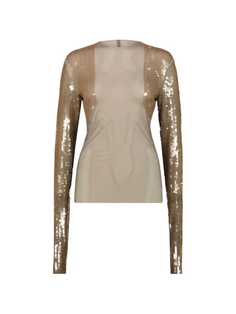 Rick Owens sequin long-sleeve top Gold RP01F6264TUSEM2