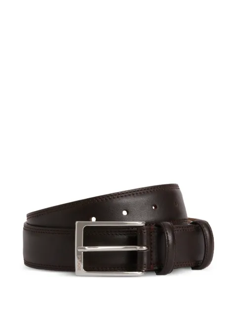 Boggi Milano saddle-stitched tumbled leather belt Brown BO17C010101