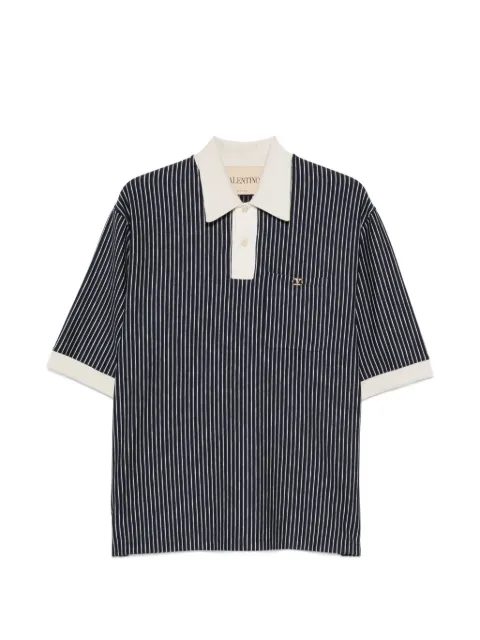 Valentino Garavani VLogo Signature striped-pattern polo shirt Blue VMH04NBM8