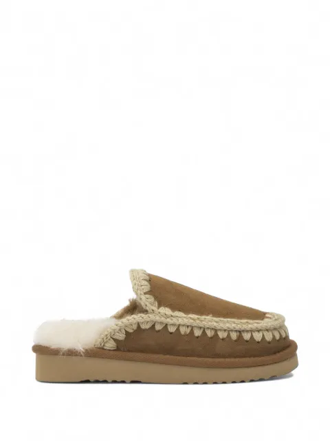 Mou whipstitched suede slippers Brown MUFW101125A