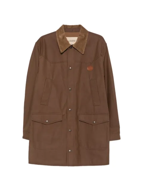 Valentino Garavani VLogo Signature waxed-canvas coat Brown 9V3CJM60B7P