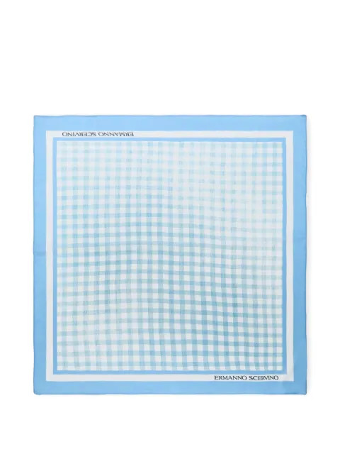 Ermanno Scervino vichy print square silk stole Blue D482R300XWO