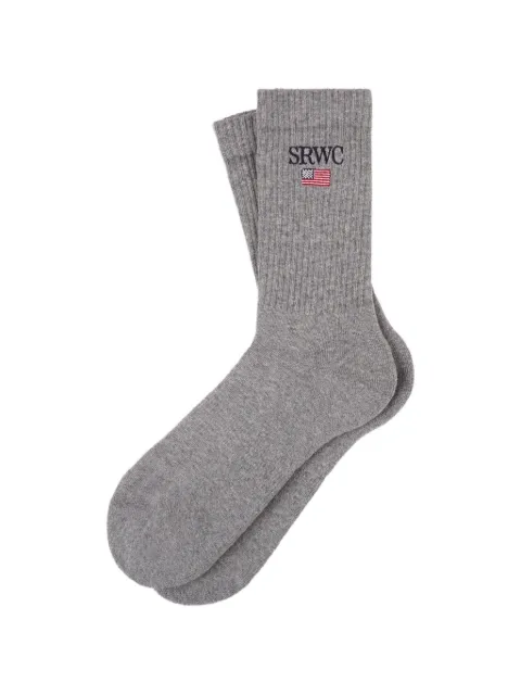 Sporty & Rich ribbed flag socks Grey AC07363185GY21