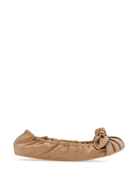 Ferragamo bow gathered ballet flats Neutrals 791222