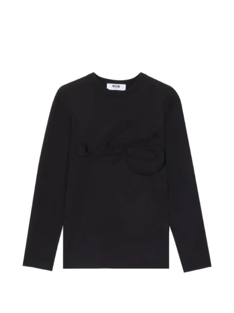 MSGM embroidered-logo long-sleeve T-shirt Black 3941MDM102SE257590