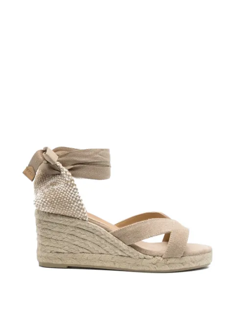 Castañer Bailey cross-strap beaded espadrilles Neutrals BAILEY60022017