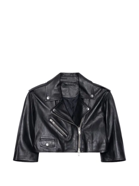 STAND STUDIO Piper cropped leather jacket Black 666757010