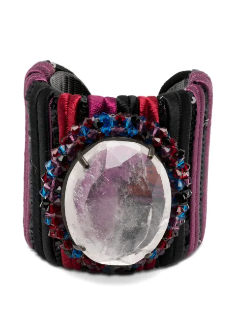 Giorgio Armani Pre-Owned 2000s crystal-embellished sequin-trim bracelet Black GA380AOV