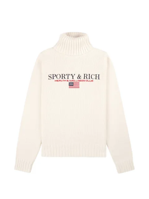 Sporty & Rich roll neck flag jumper Neutrals WS07263178WH37
