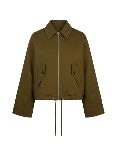 Closed drawstring-waist zip-up jacket Green C9729950L22
